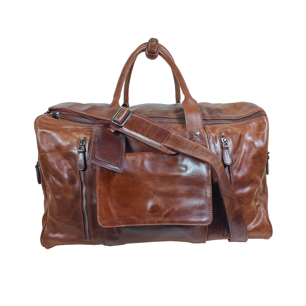 Leder Weekender Tasche Travel Pro Marone