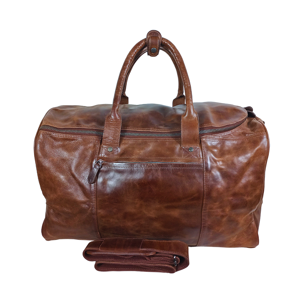 Leder Weekender Tasche Travel Pro Marone